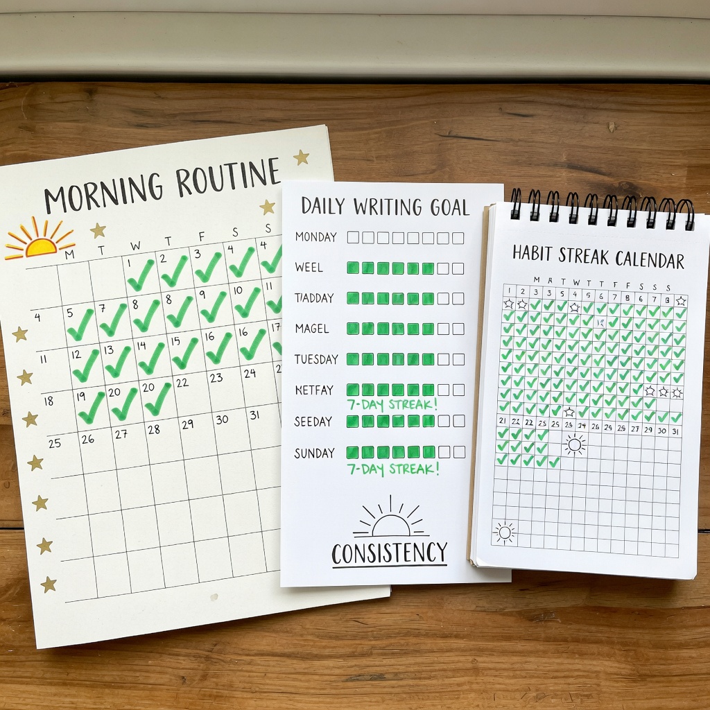 Habit calendar streak tracking system